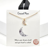 99497, GOLD DIPPED, "CRESCENT MOON" MOTHER OF PEARL CHARM NECKLACE