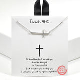 99498, GOLD DIPPED, "ISAIAH 41:10" SIDE CROSS NECKLACE