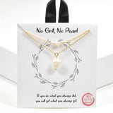 99500, GOLD DIPPED, " NO GRIT, NO PEARL" FRESHWATER PEARL DOUBLE LAYERED NECKLACE