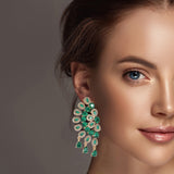 99503, TEARDROP CRYSTAL RHINESTONE ACCENT EVENING EARRING