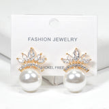 99512, CROWN RHINESTONE WITH PEARL EARRING