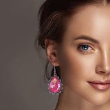 99529, TEARDROP RHINESTONE WITH TURQUOISE STONE DANGLE EARRING