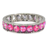 99532, ROUND RHINESTONE HAMMERED METAL STRETCH BRACELET