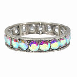 99532, ROUND RHINESTONE HAMMERED METAL STRETCH BRACELET