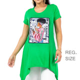 99554, FASHION MAGAZINE CRYSTAL EMBELLISHED T-SHIRT TOP