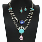 99557, WESTERN RHINESTONE WITH CHAIN ACCENT NECKLACE
