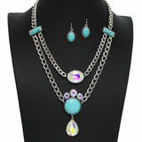 99557, WESTERN RHINESTONE WITH CHAIN ACCENT NECKLACE