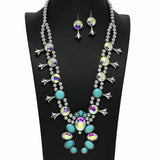 99558, WESTERN SQUASH BLOSSOM RHINESTONE NECKLACE