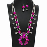 99558, WESTERN SQUASH BLOSSOM RHINESTONE NECKLACE