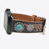 99562, WESTERN FLOWER THEME LEATHER APPLE WATCH BAND *38MM-41MM