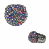 99575, ROUND BALL CRYSTAL RHINESTONE STRETCH RING