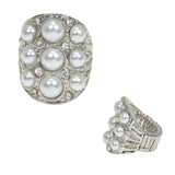99576, ROUND PEARL WITH RHINESTONE STRETCH RING