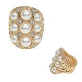 99576, ROUND PEARL WITH RHINESTONE STRETCH RING