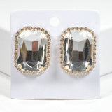 99580, RECTANGLE RHINESTONE STUD EARRING