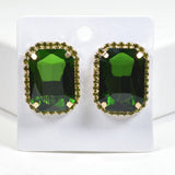 99580, RECTANGLE RHINESTONE STUD EARRING