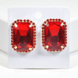 99580, RECTANGLE RHINESTONE STUD EARRING