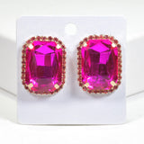 99580, RECTANGLE RHINESTONE STUD EARRING