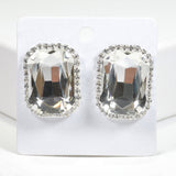 99580, RECTANGLE RHINESTONE STUD EARRING