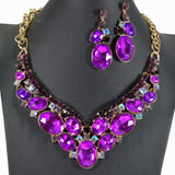 99587, OVAL RHINESTONE ACCENT EVENING NECKLACE SET