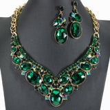 99587, OVAL RHINESTONE ACCENT EVENING NECKLACE SET