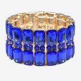 99589, RECTANGLE RHINESTONE ACCENT STRETCH BRACELET
