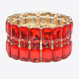99589, RECTANGLE RHINESTONE ACCENT STRETCH BRACELET