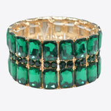 99589, RECTANGLE RHINESTONE ACCENT STRETCH BRACELET
