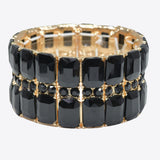 99589, RECTANGLE RHINESTONE ACCENT STRETCH BRACELET