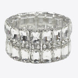 99589, RECTANGLE RHINESTONE ACCENT STRETCH BRACELET