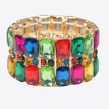 99589, RECTANGLE RHINESTONE ACCENT STRETCH BRACELET