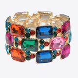 99591, RECTANGLE RHINESTONE ACCENT STRETCH BRACELET
