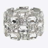 99591, RECTANGLE RHINESTONE ACCENT STRETCH BRACELET