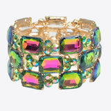 99591, RECTANGLE RHINESTONE ACCENT STRETCH BRACELET