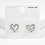 99610, RHODIUM PLATED, HEART PEARL STUD EARRING