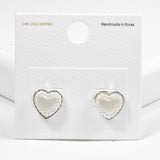 99611, RHODIUM PLATED, HEART PEARL STUD EARRING
