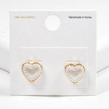 99611, 14K GOLD DIPPED, HEART PEARL STUD EARRING