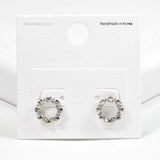 99612, RHODIUM PLATED, DAINTY HEART WITH CRYSTAL RHINESTONE STUD EARRING