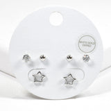 99615, WHITE GOLD DIPPED, CUTOUT STAR STUD EARRING SET