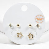 99615, 14K GOLD DIPPED, CUTOUT STAR STUD EARRING SET