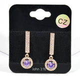 99616, ROUND CUBIC ZIRCONIA ACCENT CRYSTAL RHINESTONE DANGLE EARRING