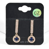 99616, ROUND CUBIC ZIRCONIA ACCENT CRYSTAL RHINESTONE DANGLE EARRING