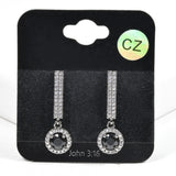 99616, ROUND CUBIC ZIRCONIA ACCENT CRYSTAL RHINESTONE DANGLE EARRING