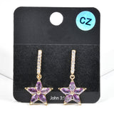 99617, STAR CUBIC ZIRCONIA DANGLE EARRING