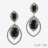 99628, MARQUISE CRYSTAL RHINESTONE DANGLE CLIP ON EARRING