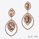 99628, MARQUISE CRYSTAL RHINESTONE DANGLE CLIP ON EARRING