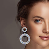 99631, ROUND CRYSTAL RHINESTONE DANGLE EARRING
