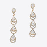 99633, TEARDROP CUBIC ZIRCONIA WITH CRYSTAL RHINESTONE DANGLE EARRING