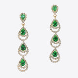 99633, TEARDROP CUBIC ZIRCONIA WITH CRYSTAL RHINESTONE DANGLE EARRING