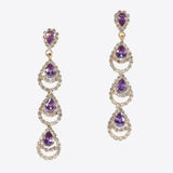 99633, TEARDROP CUBIC ZIRCONIA WITH CRYSTAL RHINESTONE DANGLE EARRING