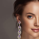 99633, TEARDROP CUBIC ZIRCONIA WITH CRYSTAL RHINESTONE DANGLE EARRING